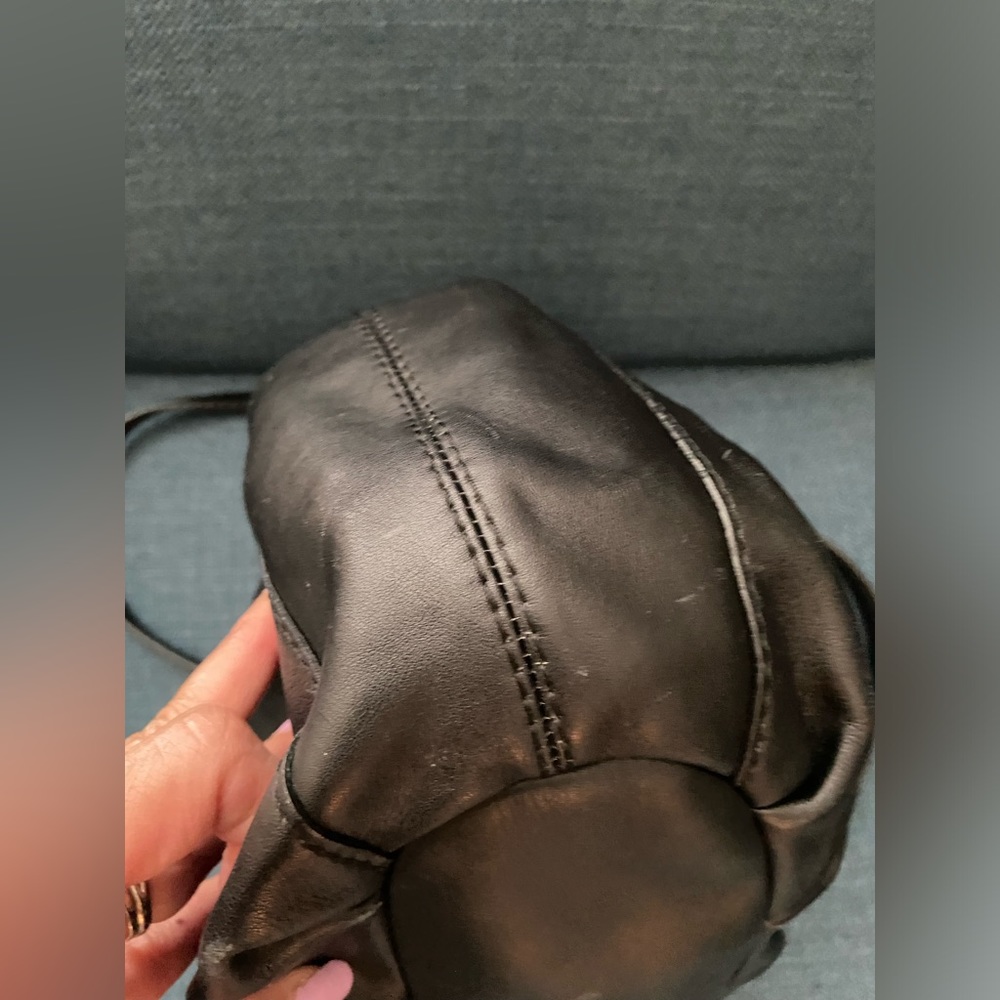 Coach Peyton Black Leather Drawstring Crossbody B… - image 6